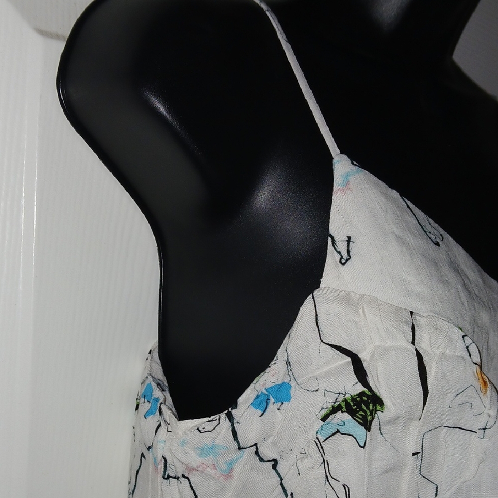 Doe & Rae Stylish White Printed Ruffle Top - Picture 3 of 10